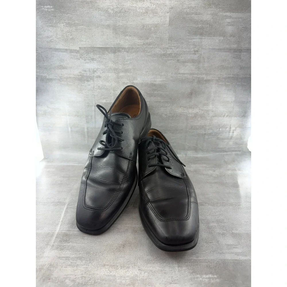 ECCO Helsinki Men Black Leather Bicycle Toe Oxford Dress Shoes Size EU 42